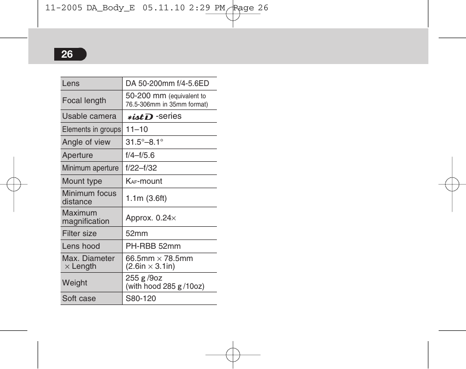 Pentax Digital Camera Lens User Manual | Page 28 / 32