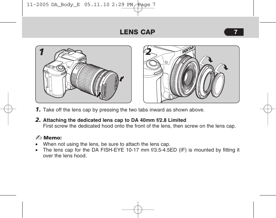 Pentax Digital Camera Lens User Manual | Page 9 / 32