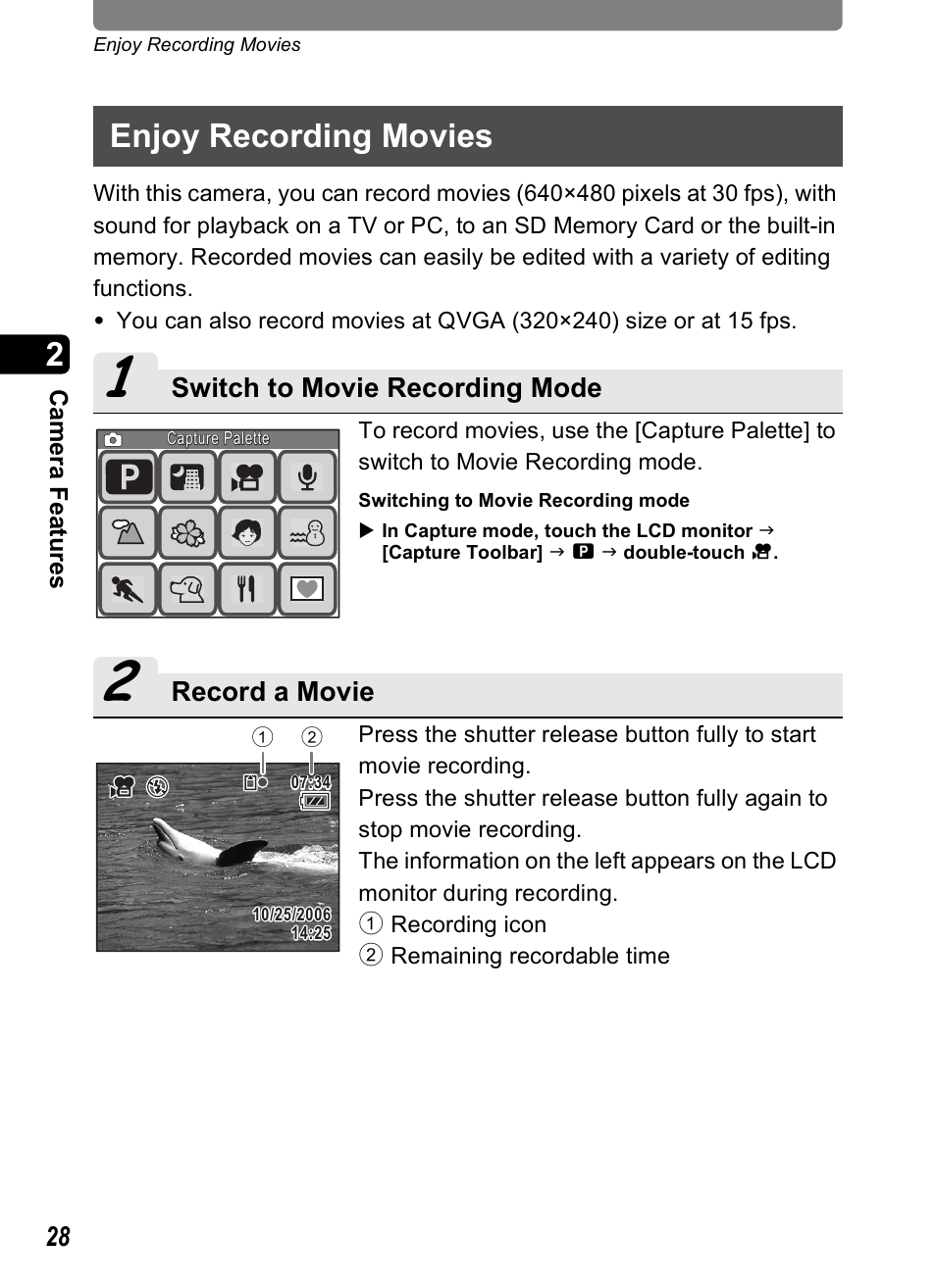 Enjoy recording movies | Pentax Optio T20 User Manual | Page 30 / 168