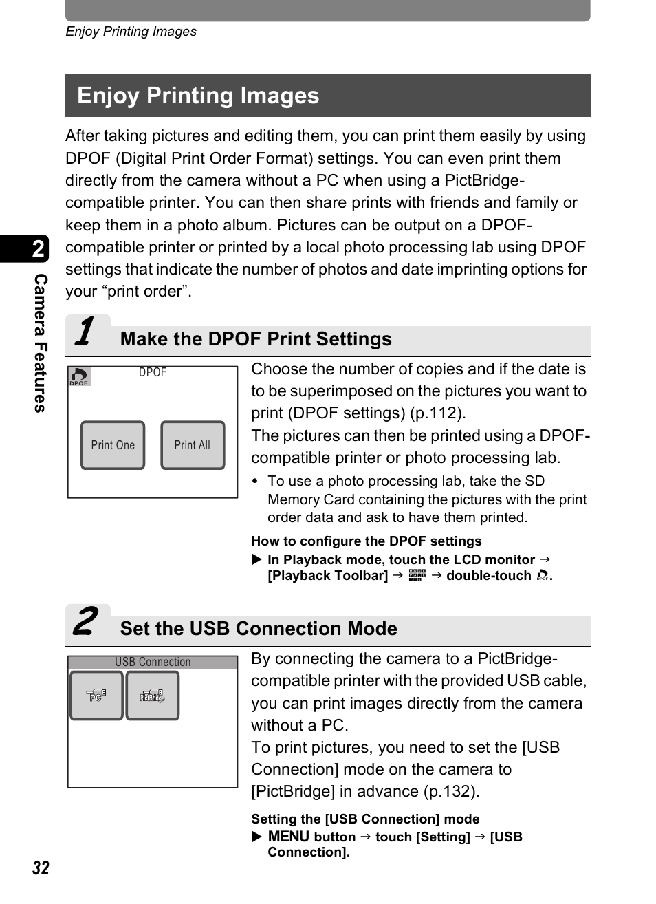 Enjoy printing images | Pentax Optio T20 User Manual | Page 34 / 168