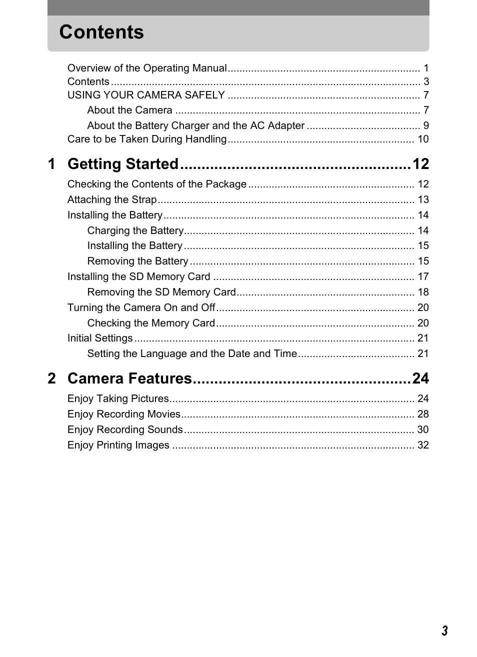 Pentax Optio T20 User Manual | Page 5 / 168