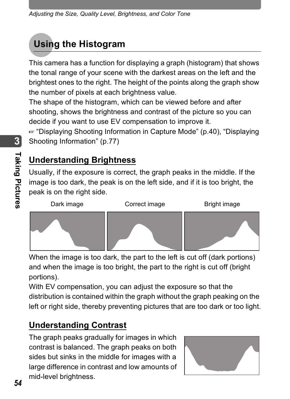 Using the histogram | Pentax Optio T20 User Manual | Page 56 / 168