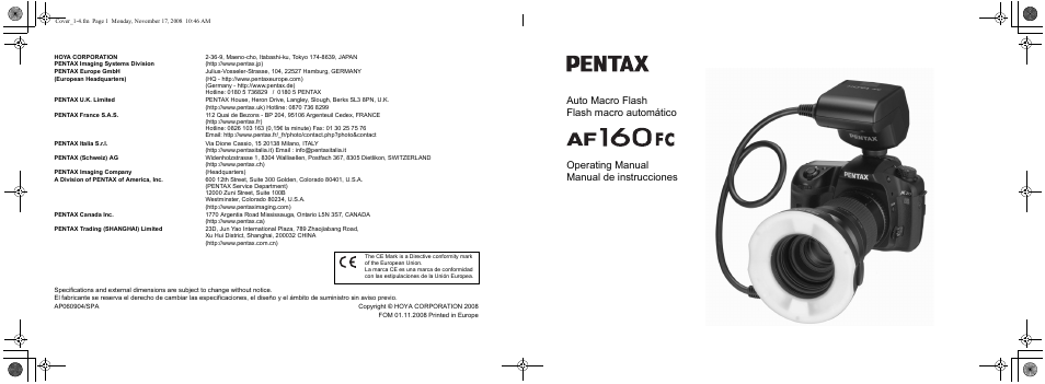 Pentax AF160FC User Manual | 45 pages