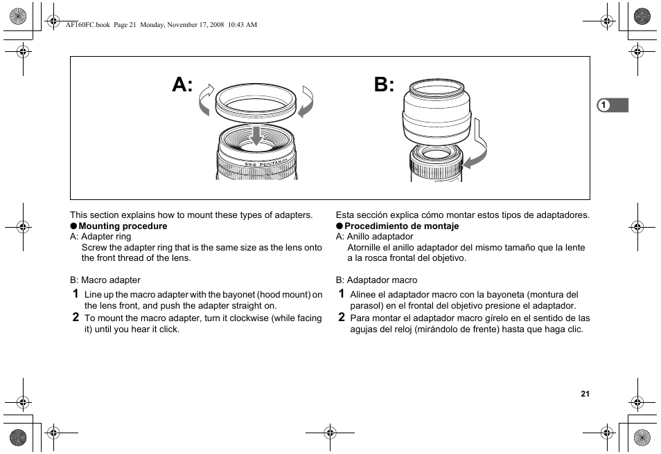 B: a | Pentax AF160FC User Manual | Page 22 / 45
