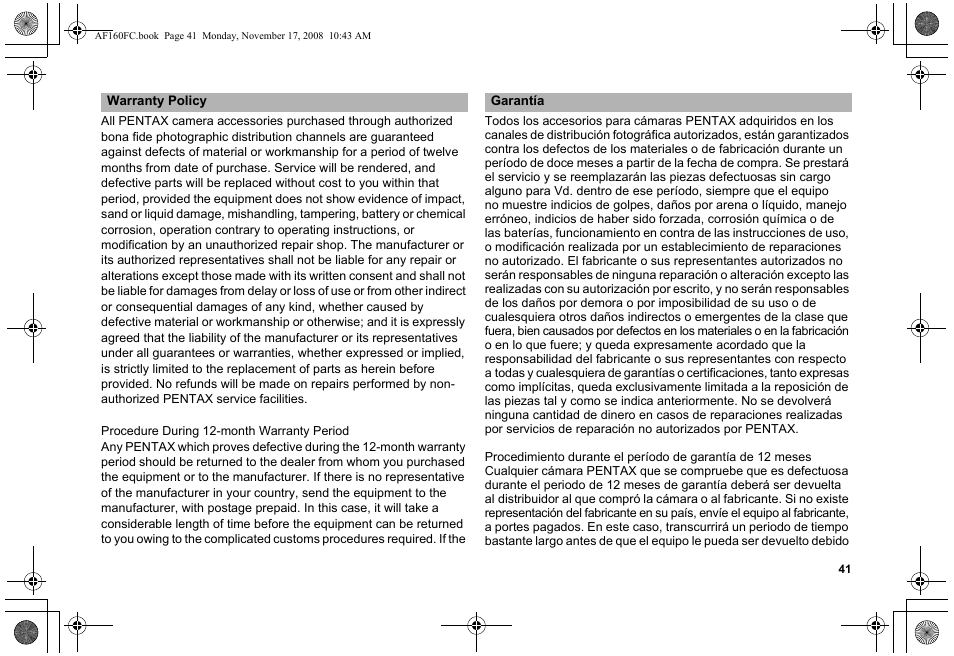 Pentax AF160FC User Manual | Page 42 / 45