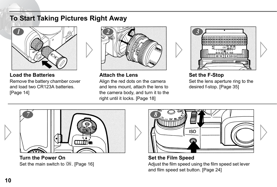 To start taking pictures right away | Pentax 67II User Manual | Page 12 / 84