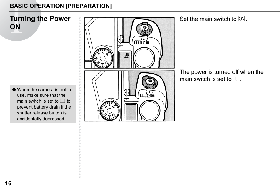 Turning the power on | Pentax 67II User Manual | Page 18 / 84