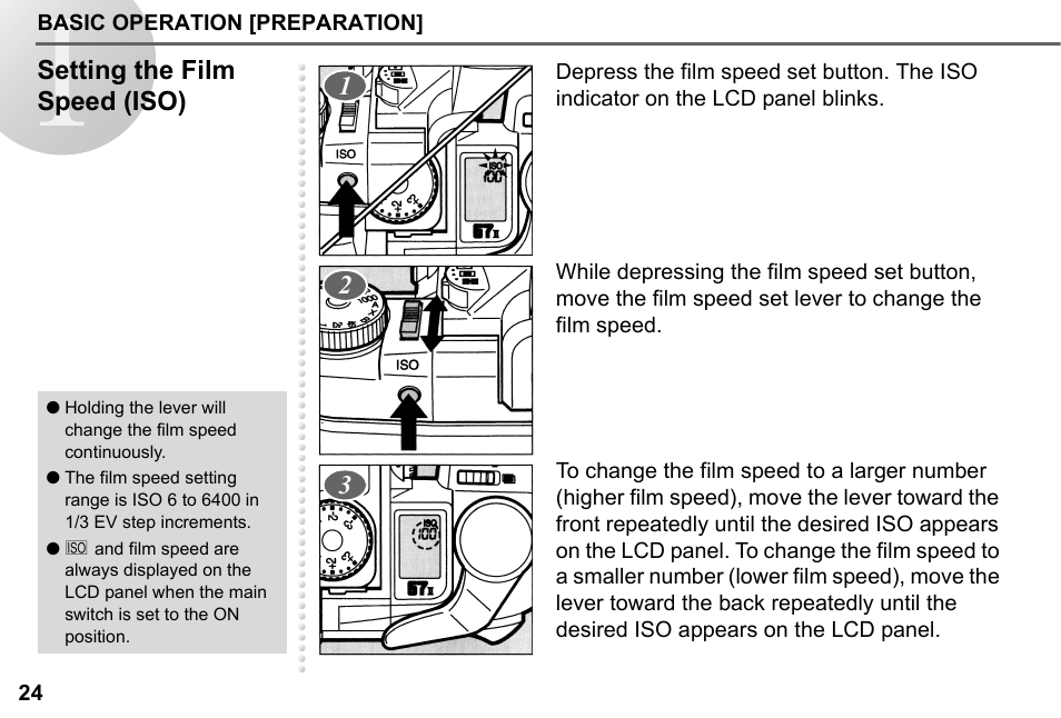 Setting the film speed (iso) | Pentax 67II User Manual | Page 26 / 84