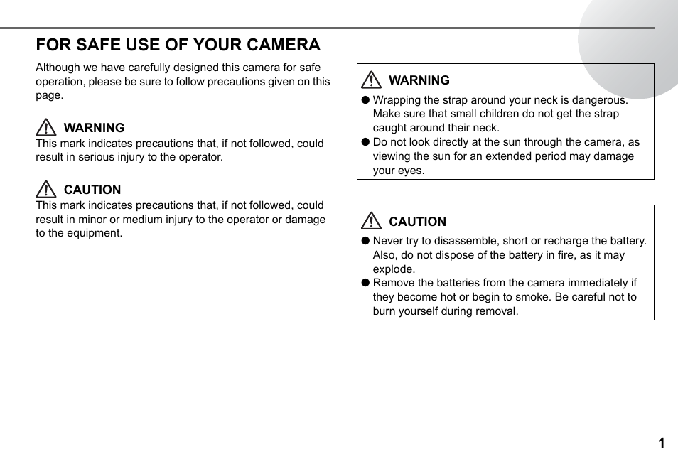 For safe use of your camera | Pentax 67II User Manual | Page 3 / 84