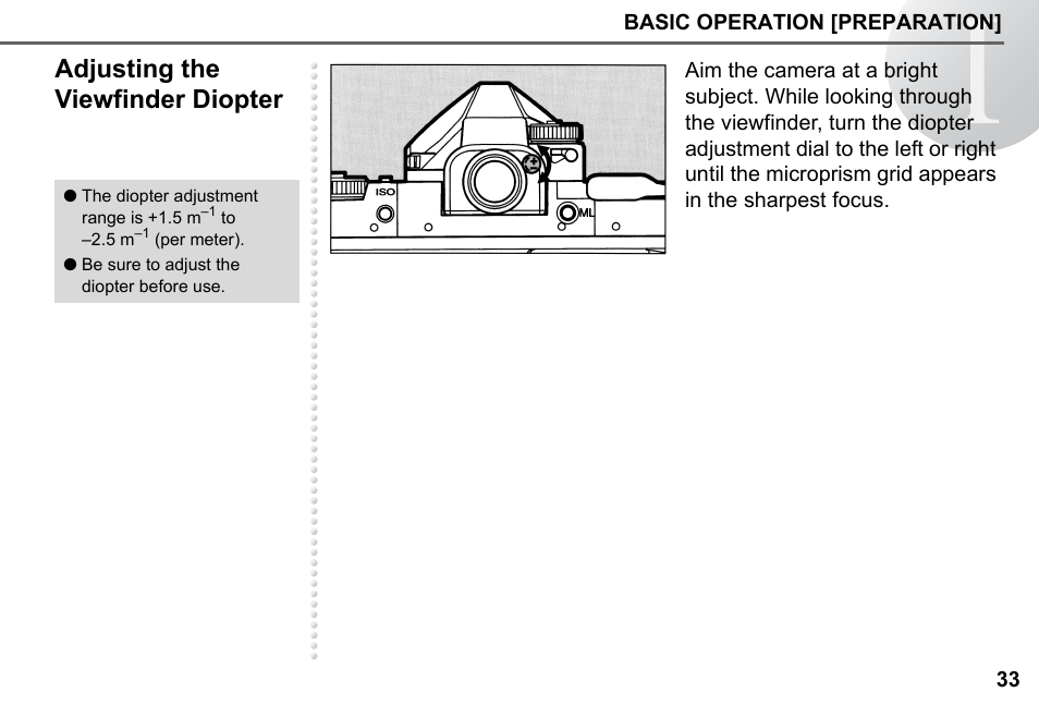 Adjusting the viewfinder diopter | Pentax 67II User Manual | Page 35 / 84