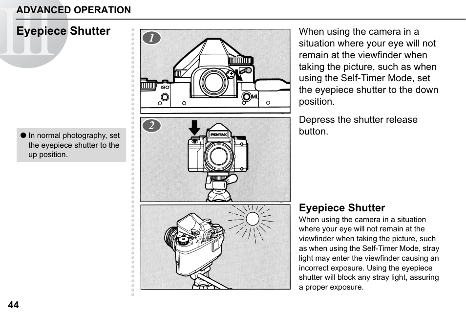 Eyepiece shutter | Pentax 67II User Manual | Page 46 / 84