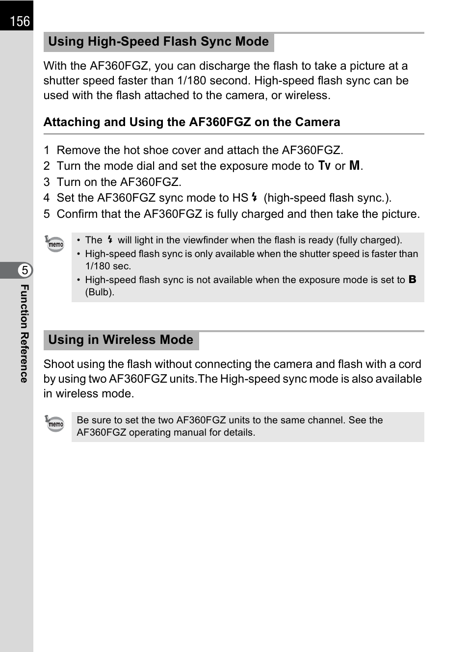 Using high-speed flash sync mode, Using in wireless mode | Pentax DS2 User Manual | Page 158 / 212