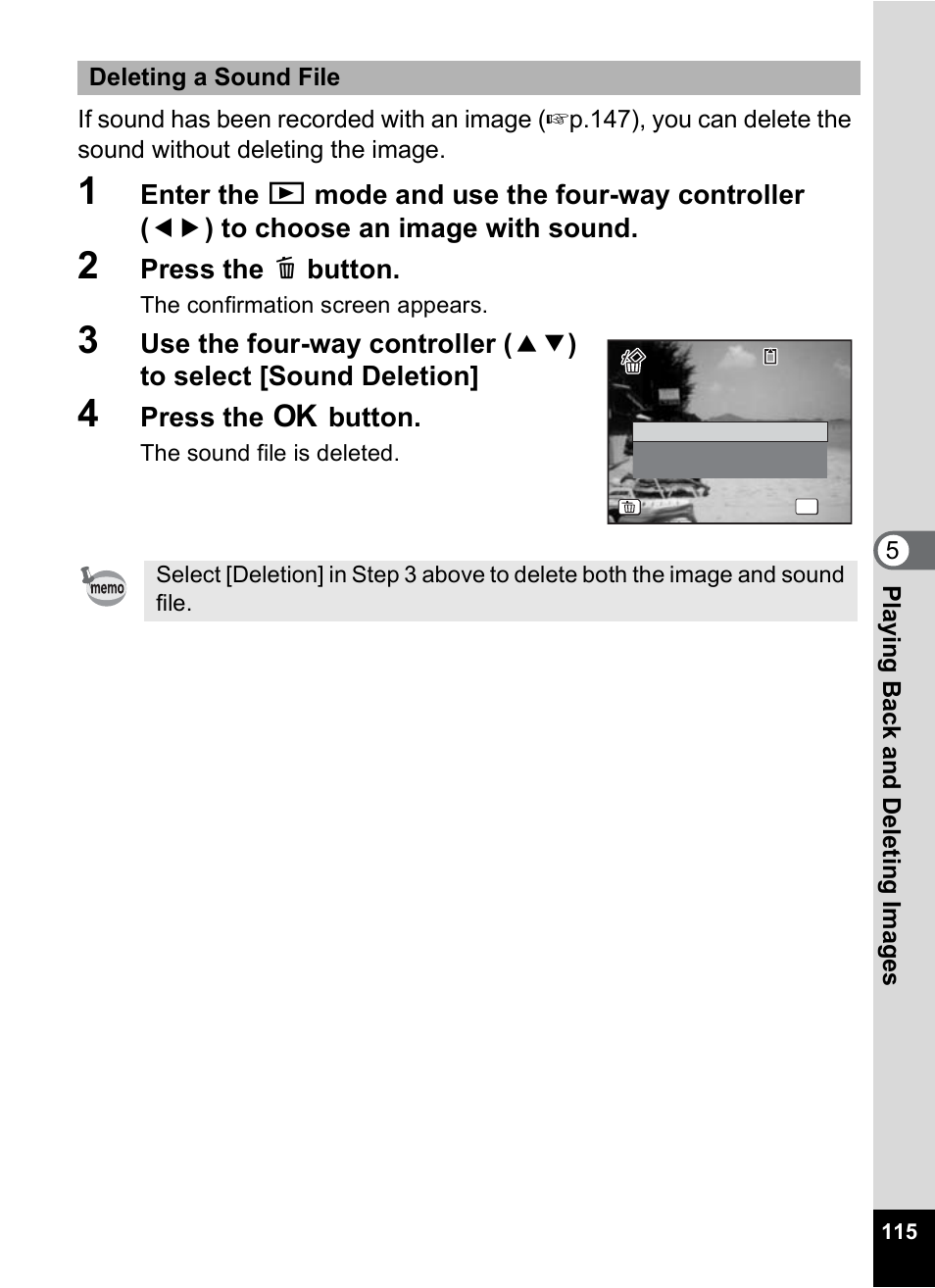Press the i button, Press the 4 button | Pentax OptioWP User Manual | Page 117 / 188