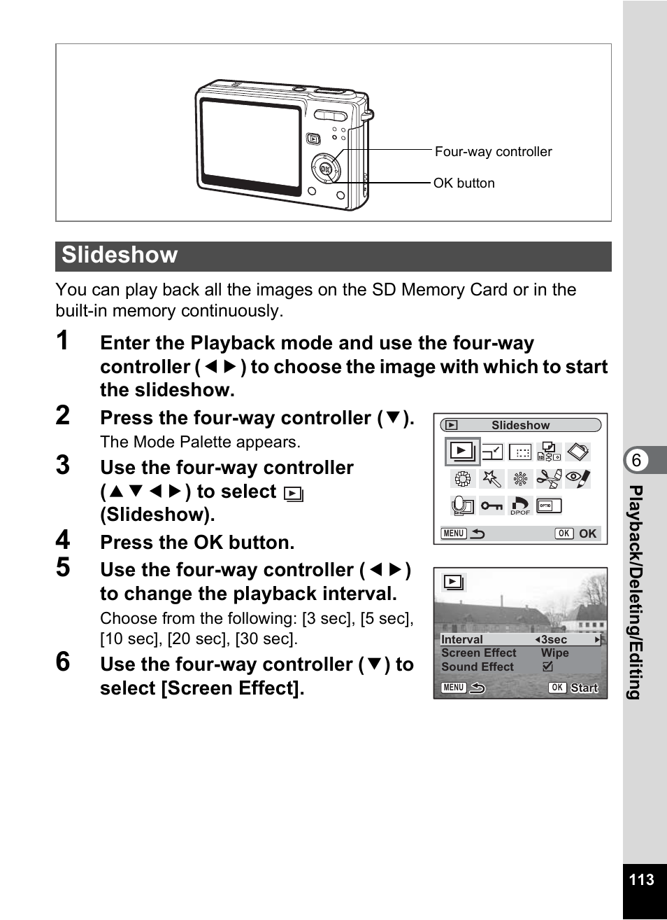 Slideshow, P.113 | Pentax Optio S6 User Manual | Page 115 / 187