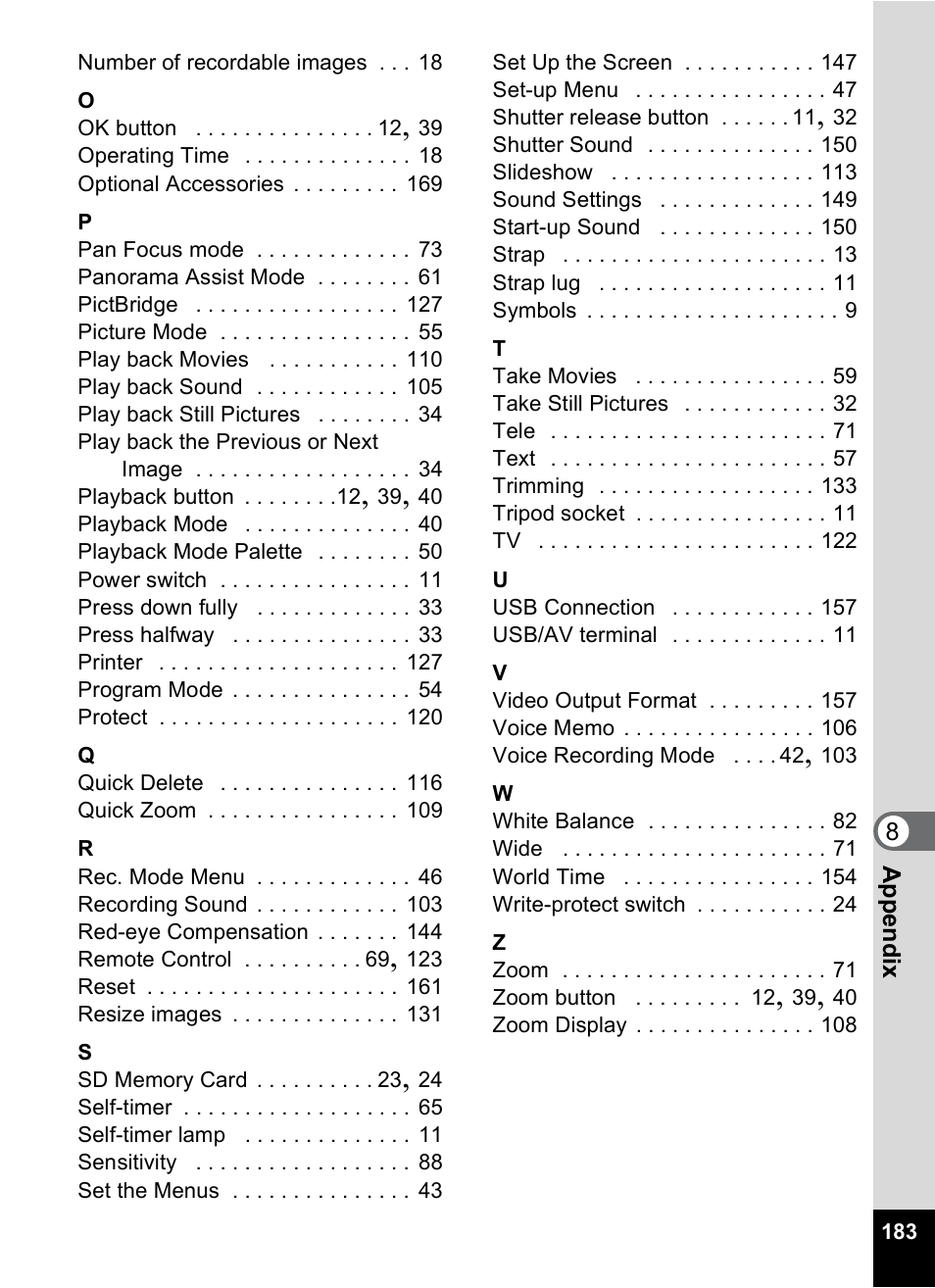 Pentax Optio S6 User Manual | Page 185 / 187