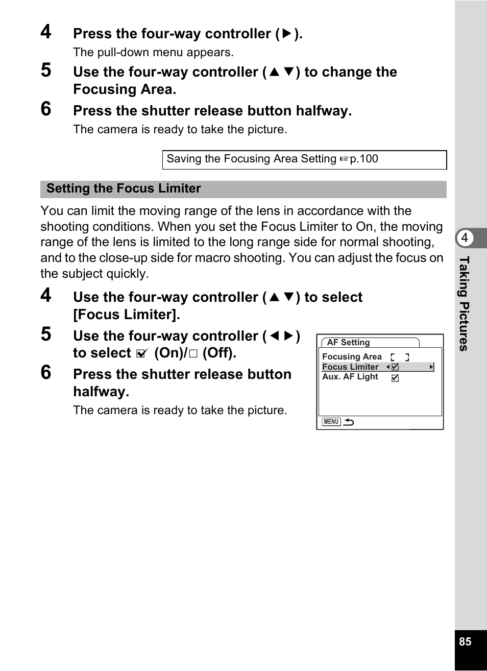 P.85 | Pentax Optio S6 User Manual | Page 87 / 187