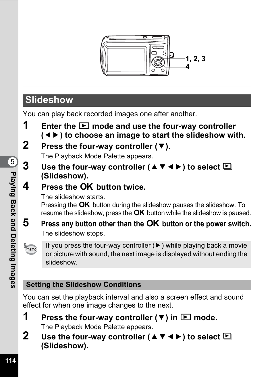 Slideshow, P.114 | Pentax M40 User Manual | Page 116 / 192