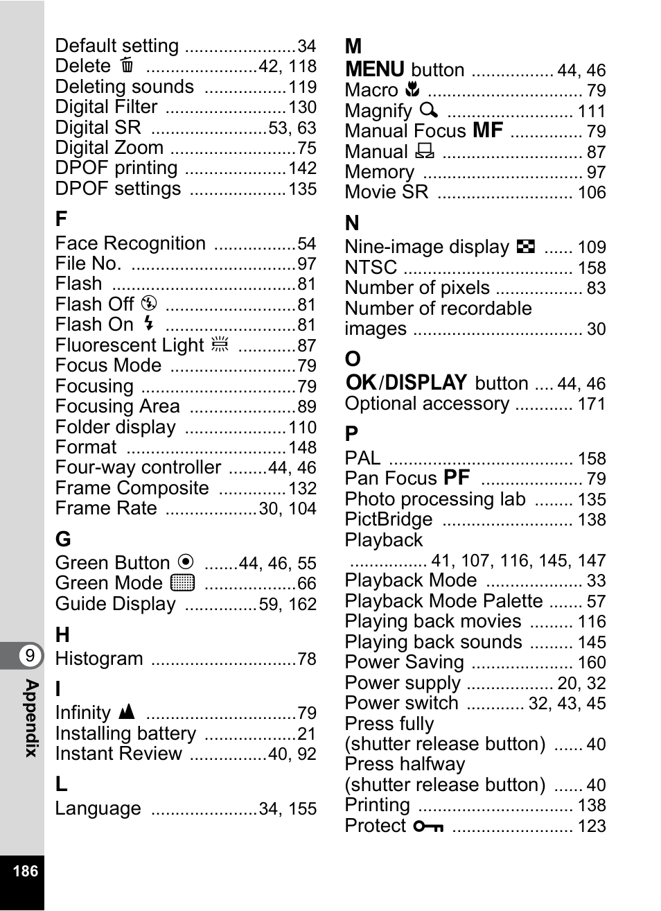 Pentax M40 User Manual | Page 188 / 192