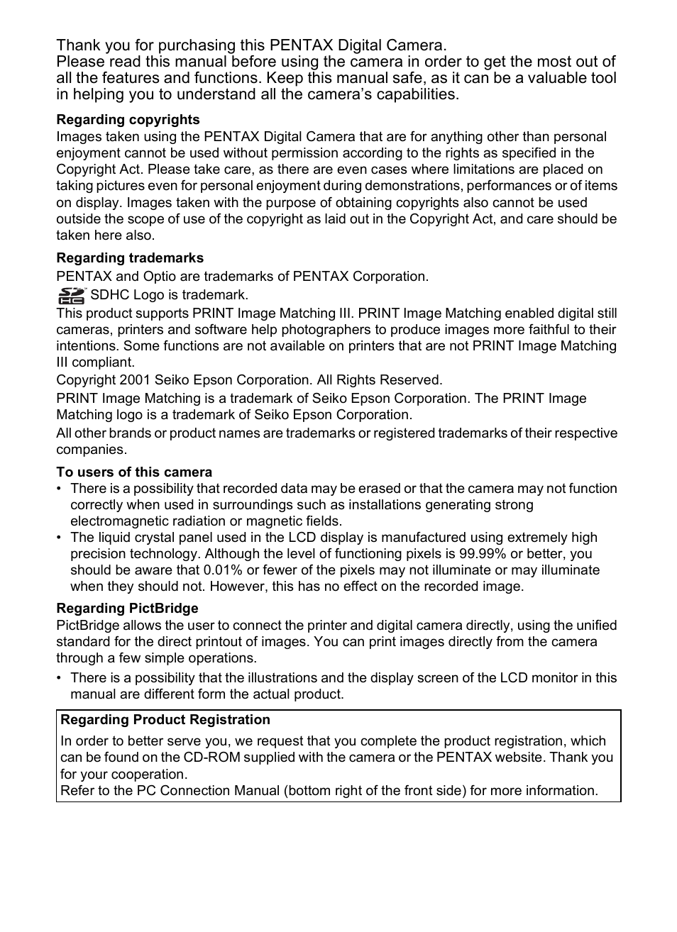 Pentax M40 User Manual | Page 2 / 192