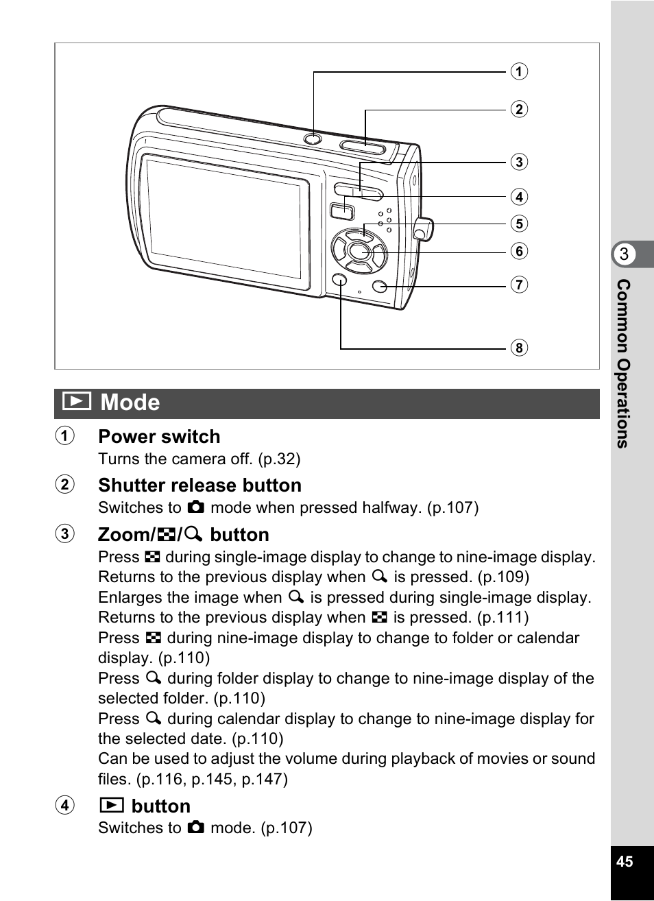 Playback mode, Mode, Qmode | Pentax M40 User Manual | Page 47 / 192