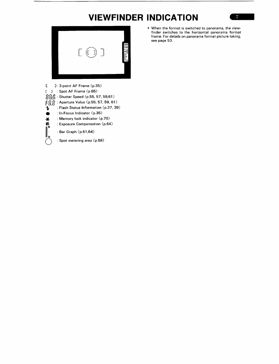 Viewfinder indication | Pentax ZX-5N User Manual | Page 11 / 102