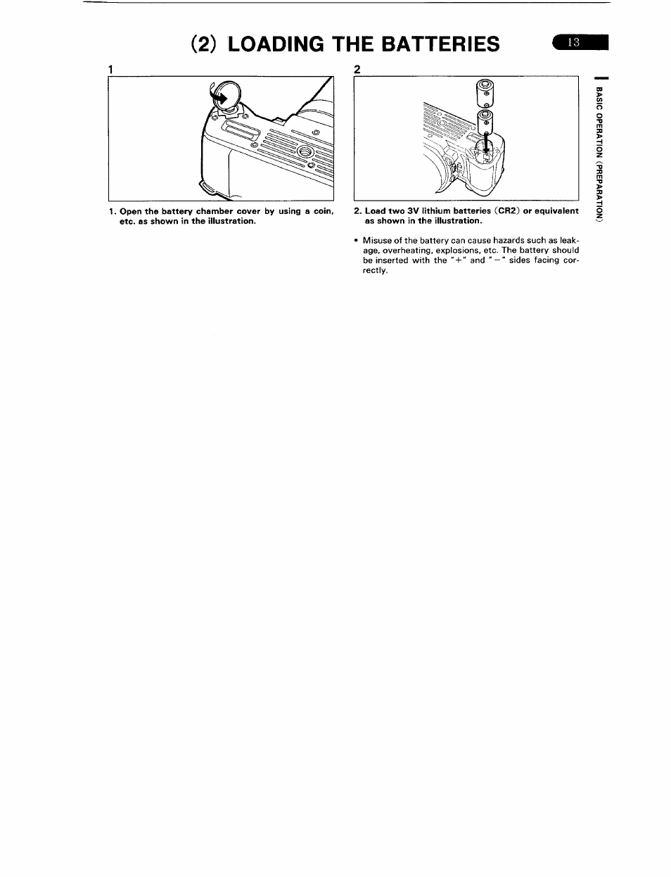 2) loading the batteries, Loading the batteries | Pentax ZX-5N User Manual | Page 17 / 102