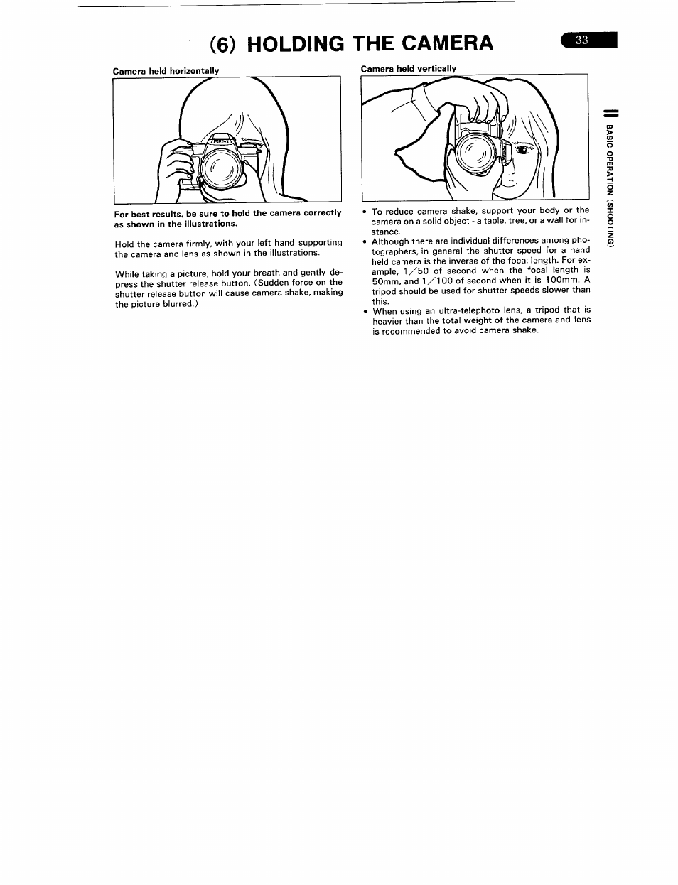 6) holding the camera | Pentax ZX-5N User Manual | Page 37 / 102