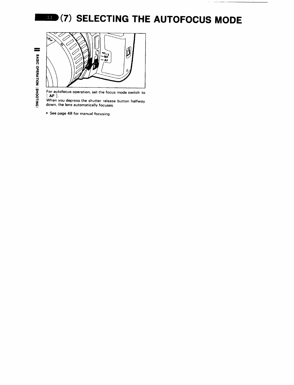 7) selecting the autofocus mode | Pentax ZX-5N User Manual | Page 38 / 102