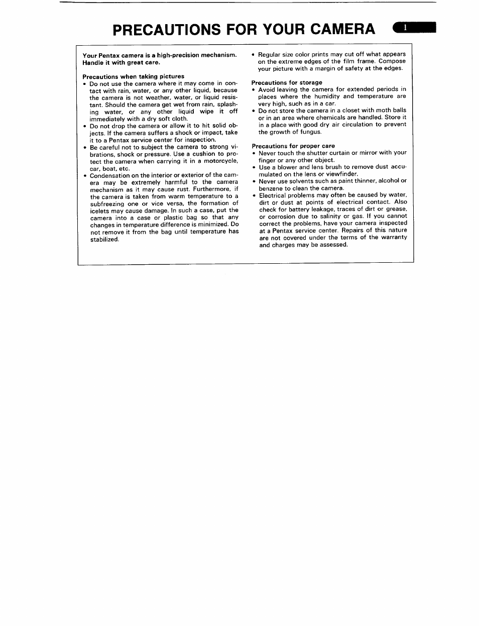 Precautions for your camera | Pentax ZX-5N User Manual | Page 5 / 102