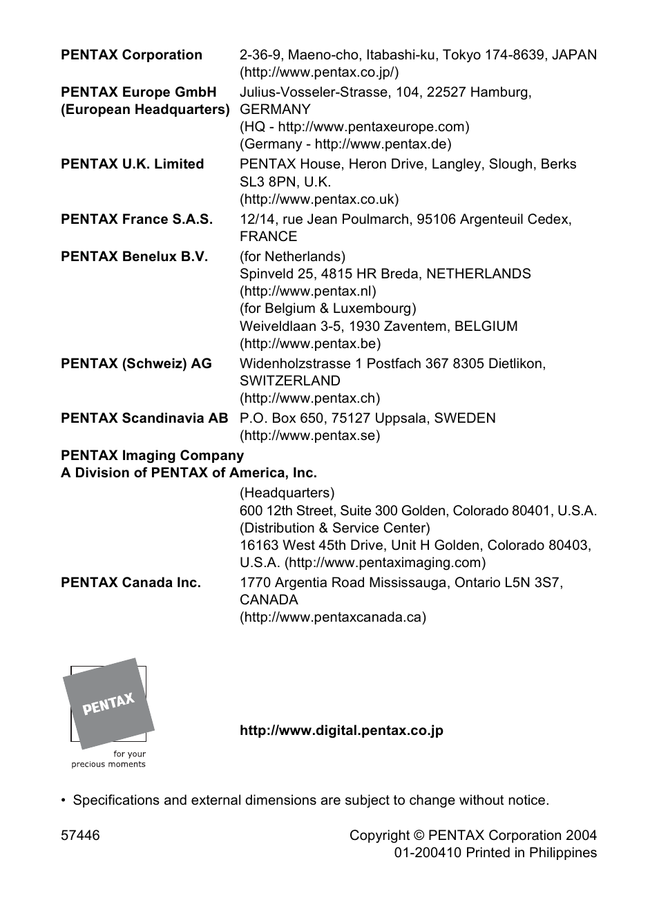 Pentax Browser 2.0 User Manual | Page 104 / 104