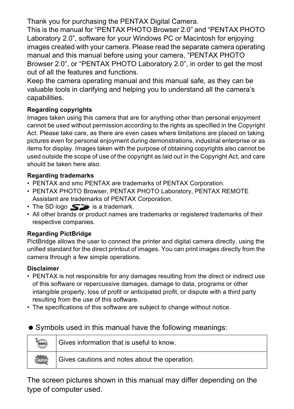 Pentax Browser 2.0 User Manual | Page 2 / 104