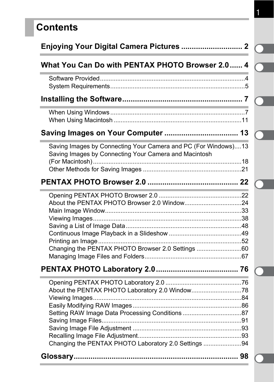 Pentax Browser 2.0 User Manual | Page 3 / 104