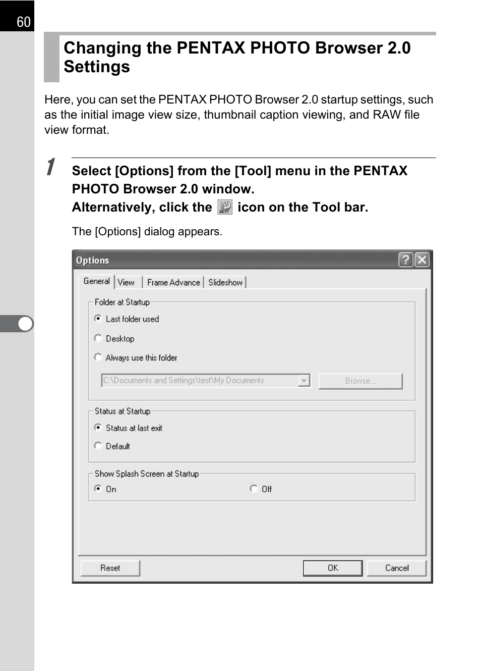 Changing the pentax photo browser 2.0 settings, P.60) | Pentax Browser 2.0 User Manual | Page 62 / 104