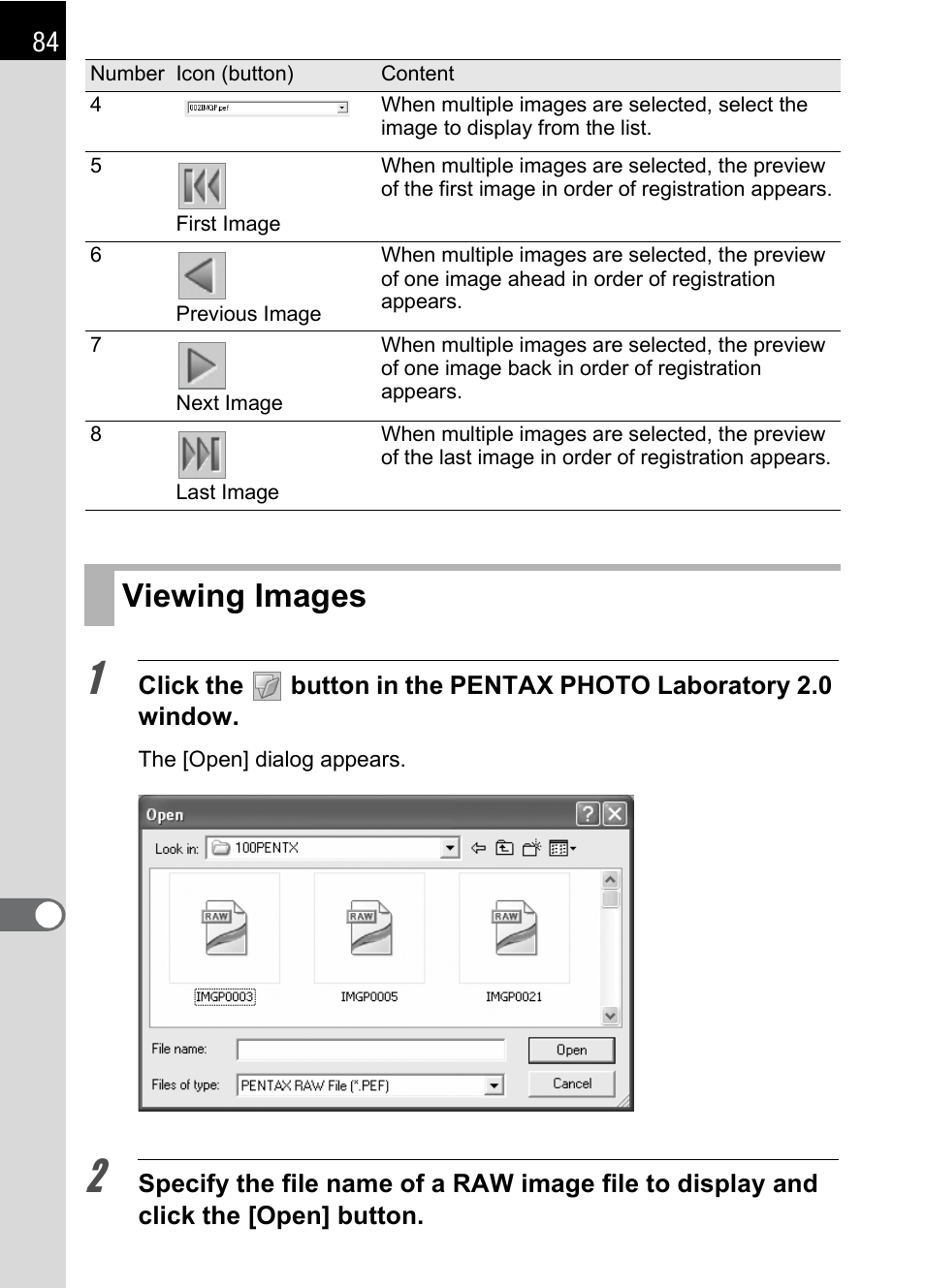 Viewing images, Ow. (p.84) | Pentax Browser 2.0 User Manual | Page 86 / 104