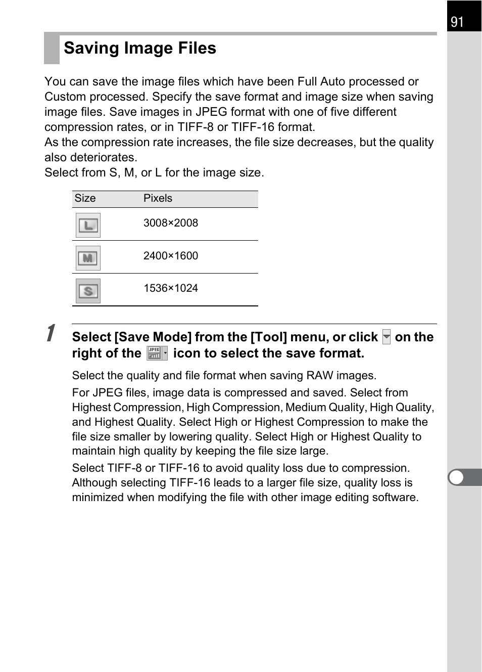 Saving image files, P.91) | Pentax Browser 2.0 User Manual | Page 93 / 104