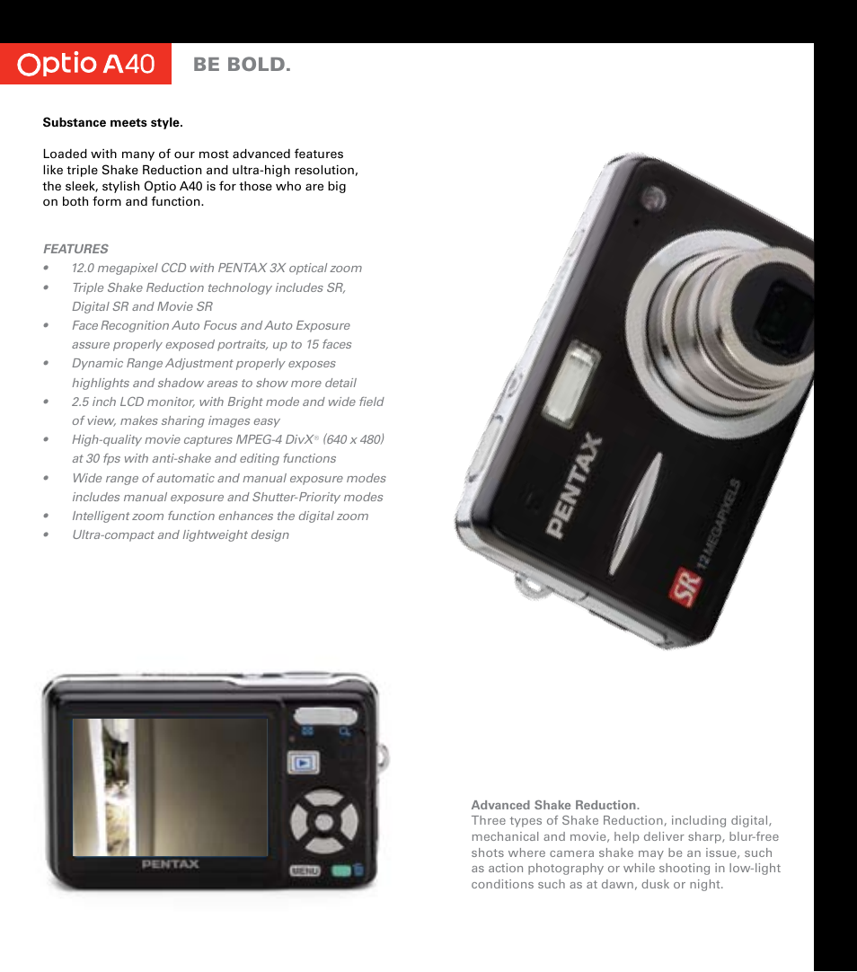 Be bold | Pentax OptioV20 User Manual | Page 7 / 13