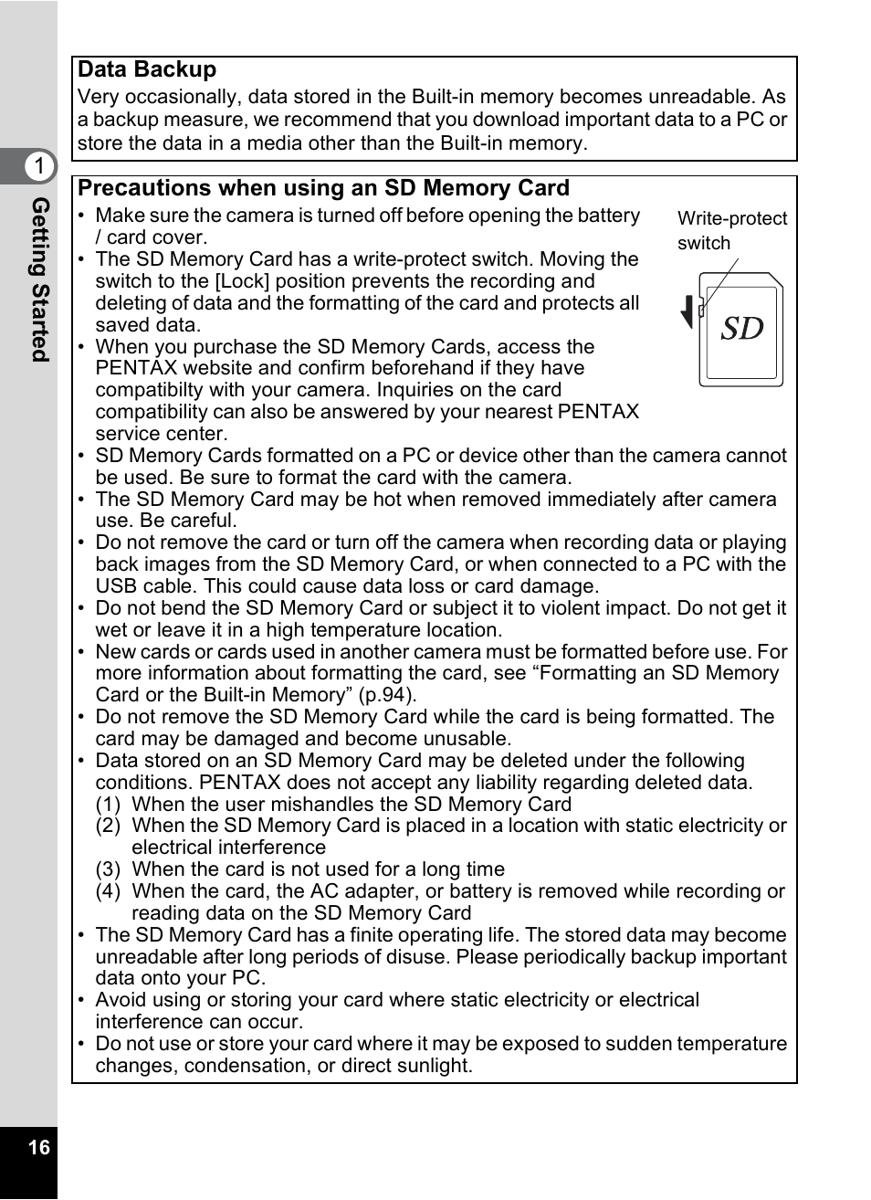 Caut | Pentax 30 User Manual | Page 18 / 116