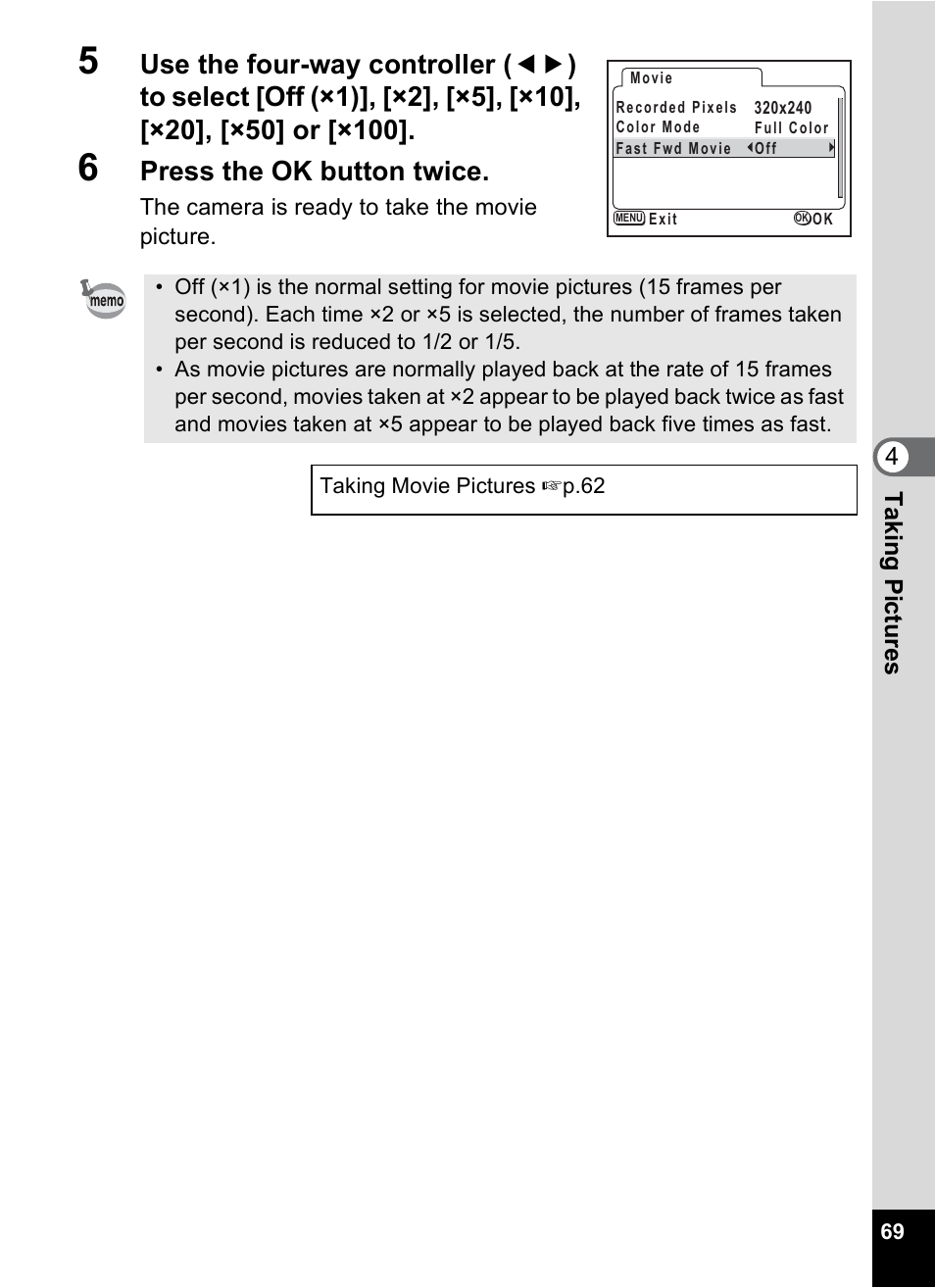 Press the ok button twice | Pentax 30 User Manual | Page 71 / 116