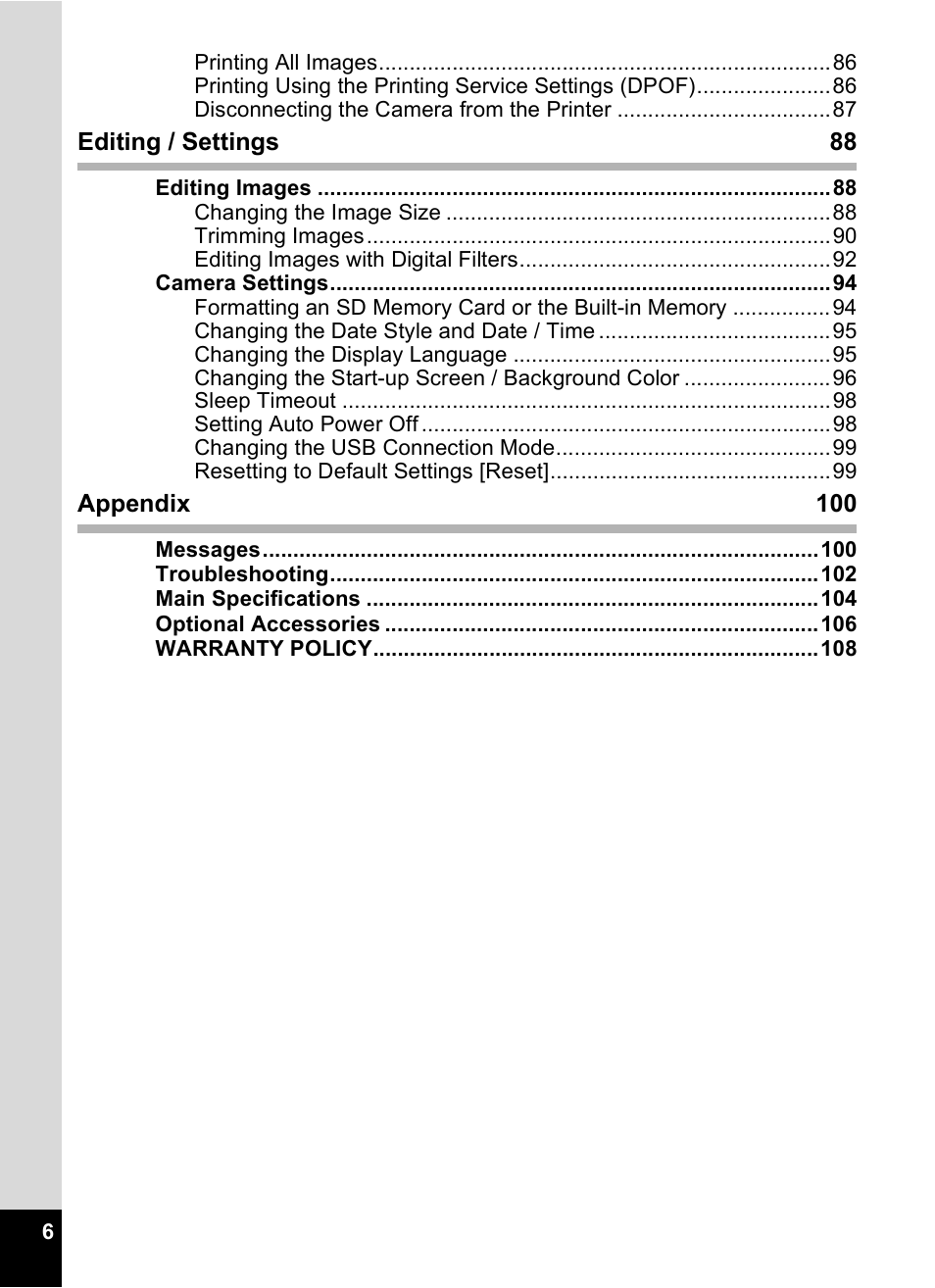 Pentax 30 User Manual | Page 8 / 116