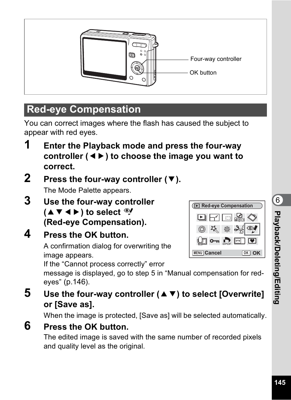 Red-eye compensation, P.145 | Pentax Optios7 User Manual | Page 147 / 192