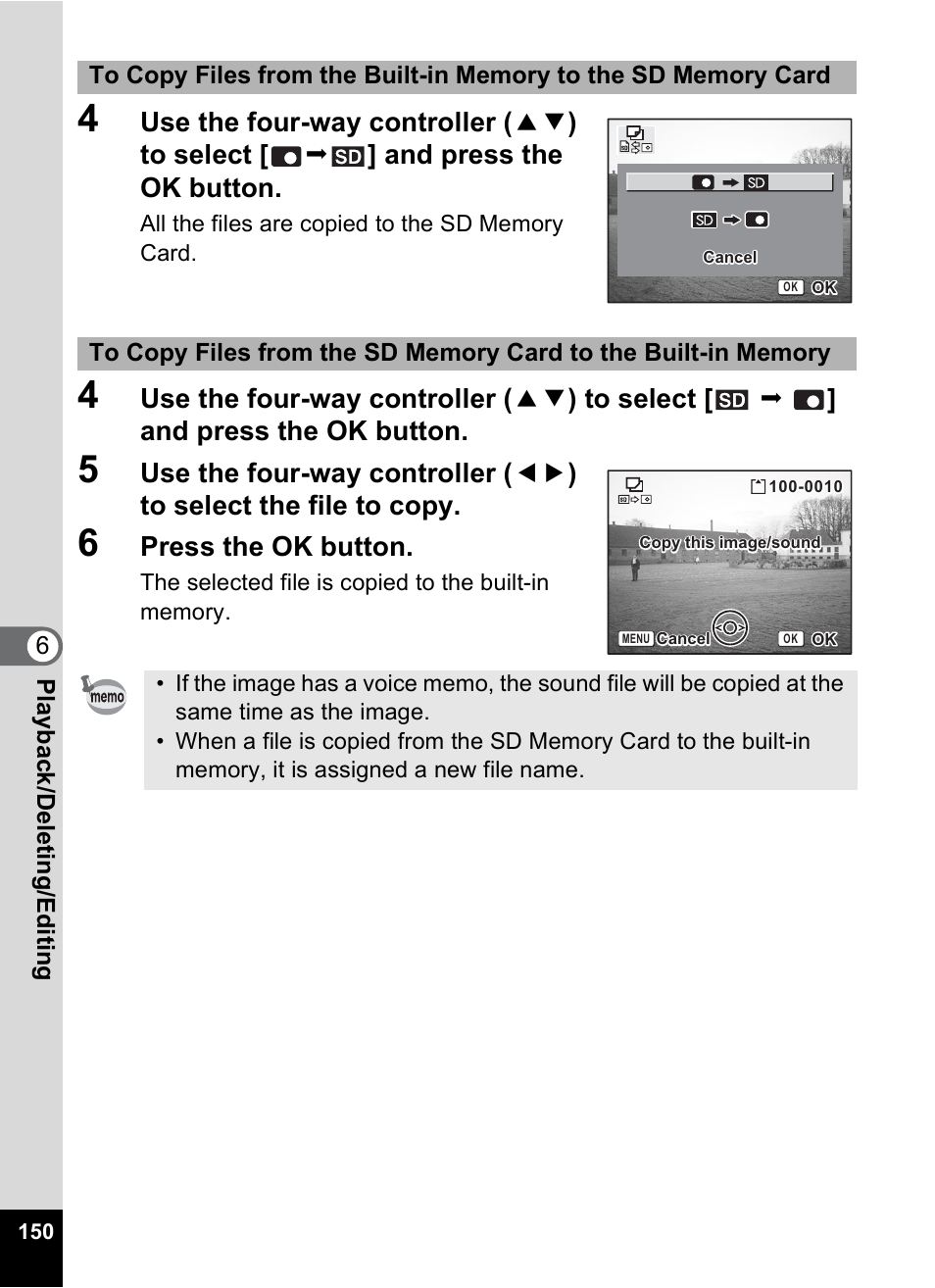 Press the ok button | Pentax Optios7 User Manual | Page 152 / 192