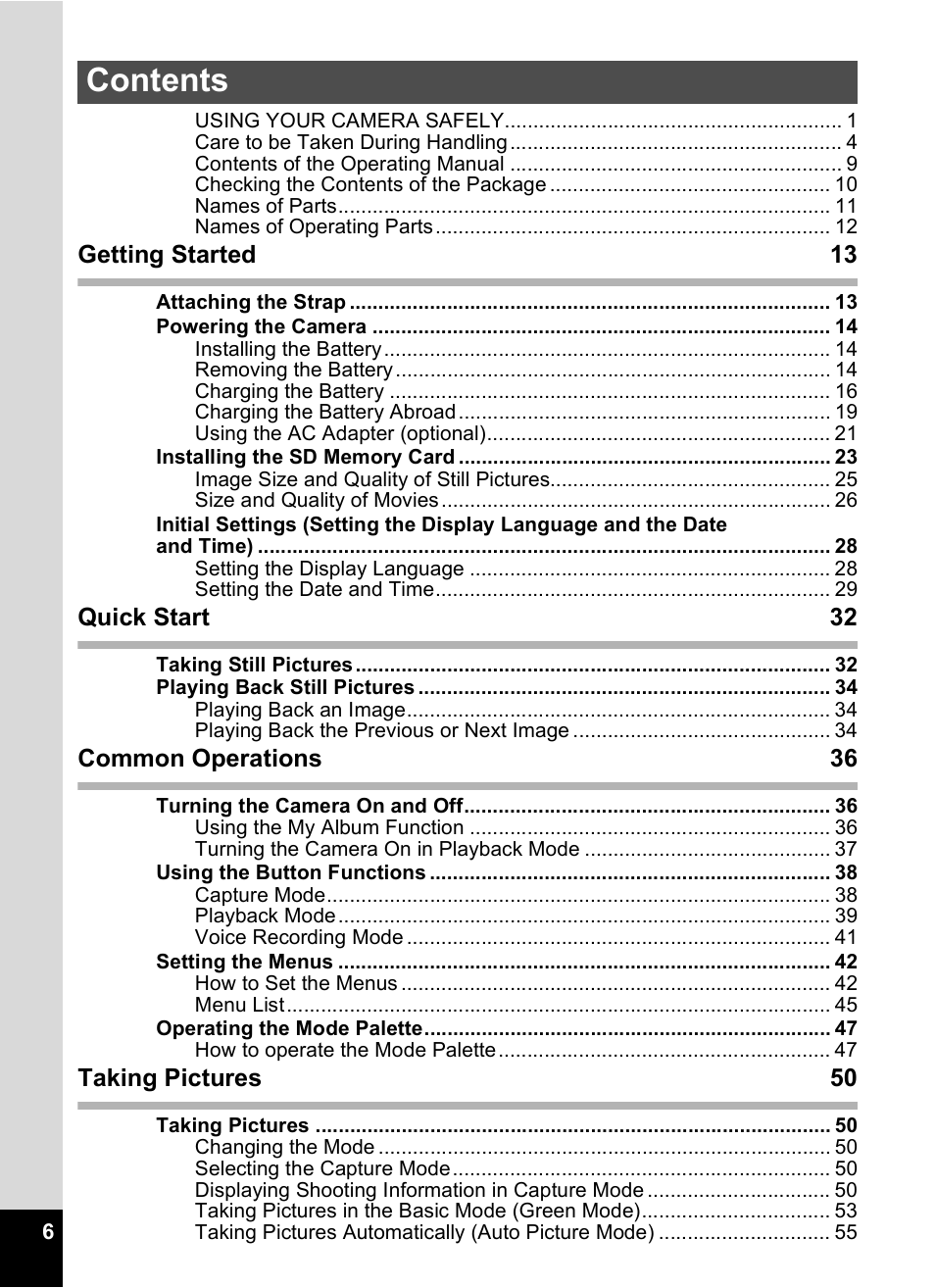 Pentax Optios7 User Manual | Page 8 / 192