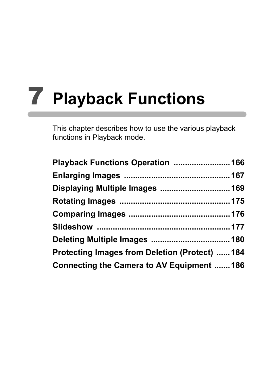 7 playback functions, Playback functions | Pentax K-m/K2000 User Manual | Page 167 / 280
