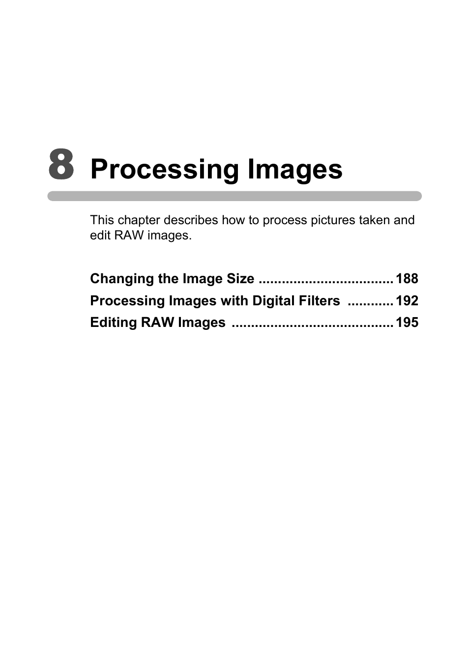 8 processing images, Processing images | Pentax K-m/K2000 User Manual | Page 189 / 280