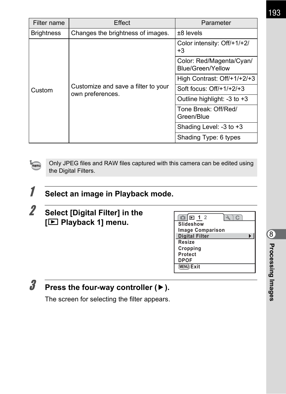 Pentax K-m/K2000 User Manual | Page 195 / 280