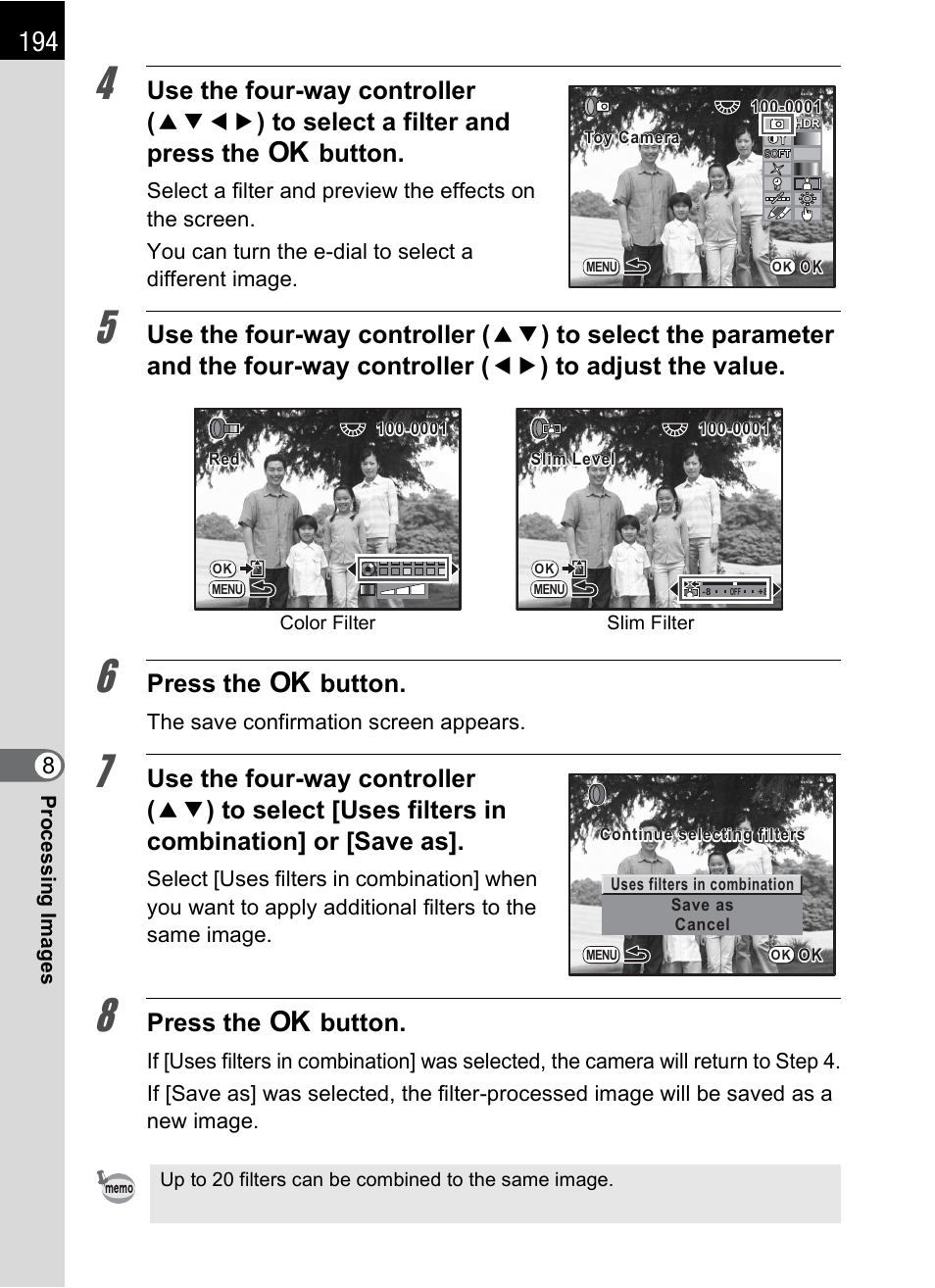 Press the 4 button | Pentax K-m/K2000 User Manual | Page 196 / 280