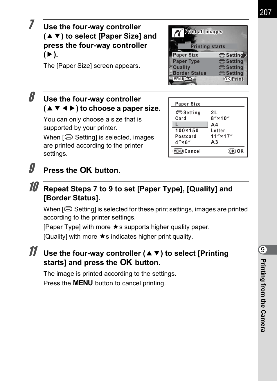 Press the 4 button | Pentax K-m/K2000 User Manual | Page 209 / 280