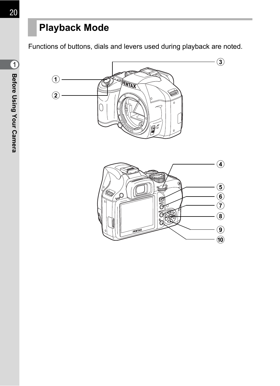 Playback mode | Pentax K-m/K2000 User Manual | Page 22 / 280