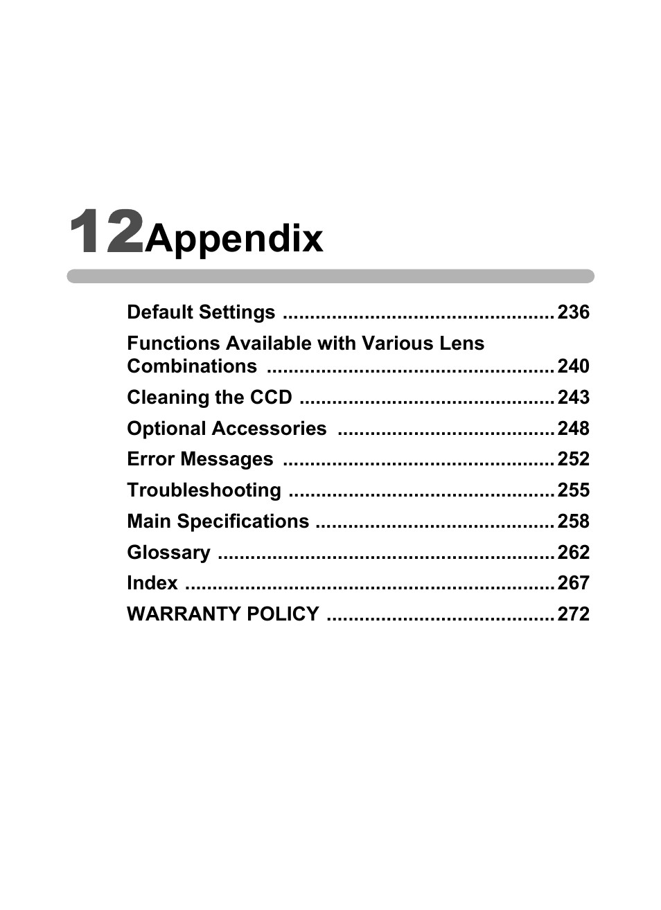 12 appendix, Appendix | Pentax K-m/K2000 User Manual | Page 237 / 280