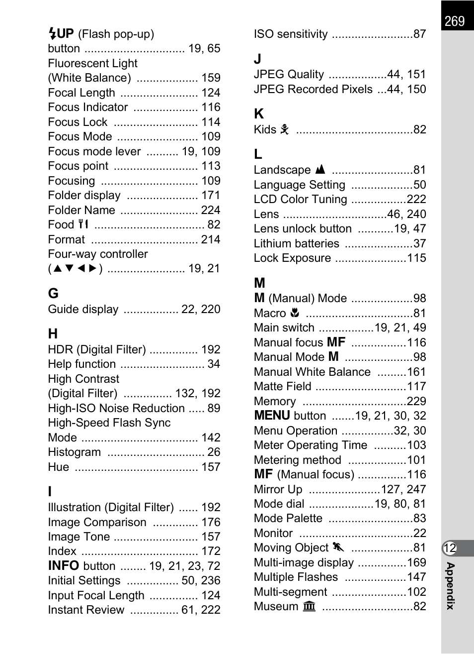 Pentax K-m/K2000 User Manual | Page 271 / 280